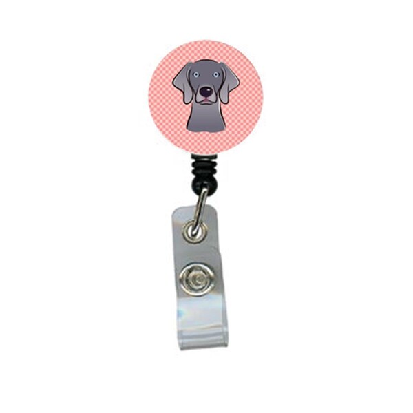 Carolines Treasures Checkerboard Blue Weimaraner Retractable Badge Reel - BB1231BR