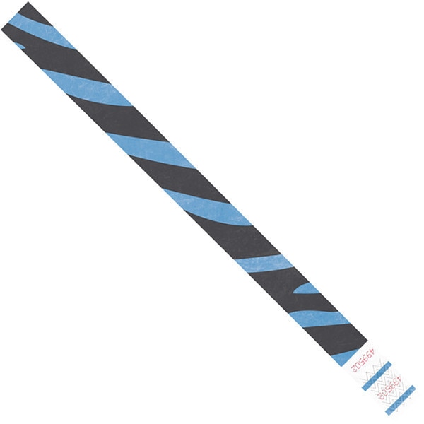 Tyvek Tyvek Wristbands, 3/4" x 10", Blue Zebra Stripe, 500/Case - WR108BE