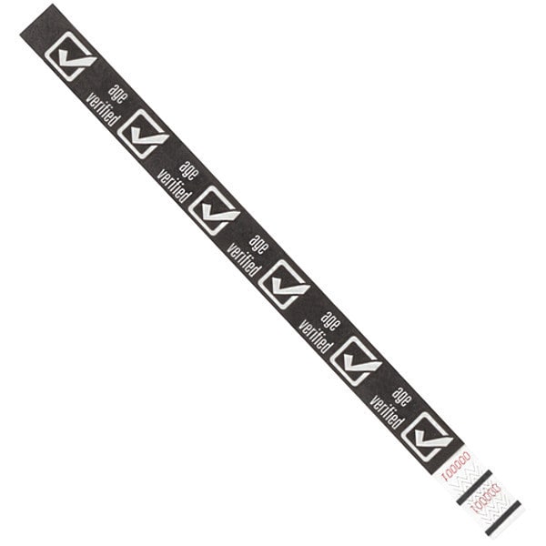 Tyvek Tyvek Wristbands, 3/4" x 10", White "Age Verified", 500/Case - WR102WH