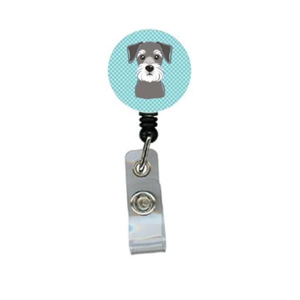 Carolines Treasures Carolines Treasures BB1144BR Checkerboard Blue Schnauzer Retractable Badge Reel - BB1144BR