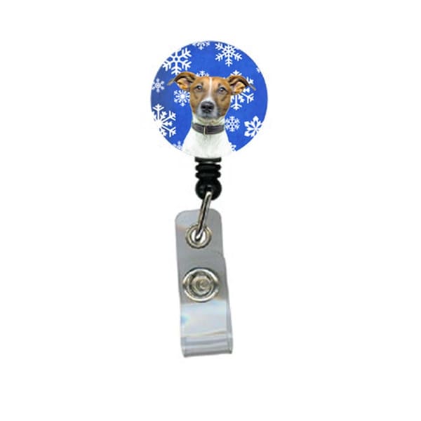 Carolines Treasures Winter Snowflakes Holiday Jack Russell Terrier Retractable Badge Reel - KJ1176BR