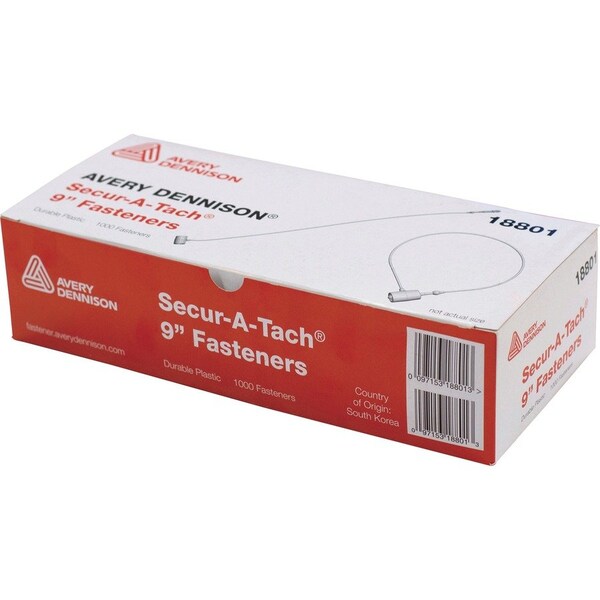Monarch Marketing Fasteners, Secur-A-Tach, 9"L, 1000 Fasteners, White 1000PK - MNK18801