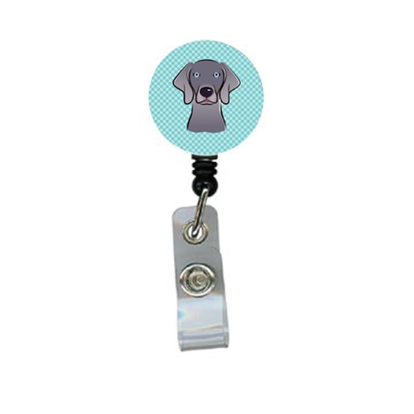 Carolines Treasures Checkerboard Blue Weimaraner Retractable Badge Reel - BB1169BR