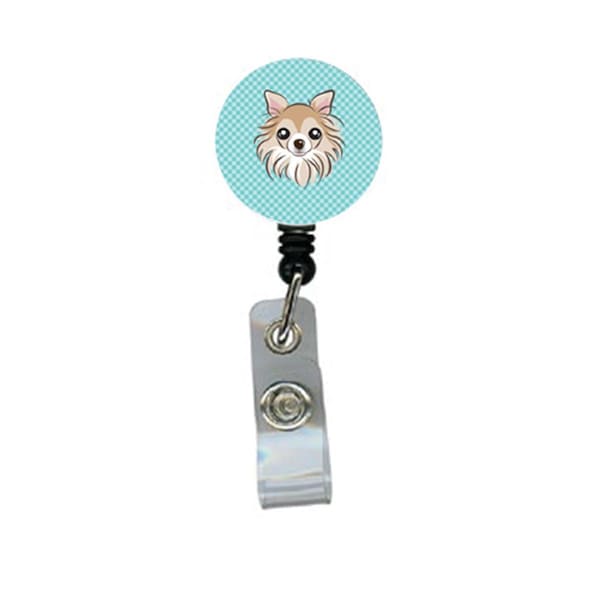 Carolines Treasures Checkerboard Blue Chihuahua Retractable Badge Reel - BB1189BR