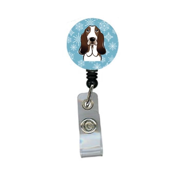 Carolines Treasures Snowflake Basset Hound Retractable Badge Reel - BB1677BR