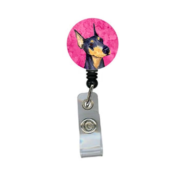 Carolines Treasures Doberman Retractable Badge Reel Or Id Holder With Clip - SS4771-PK-BR