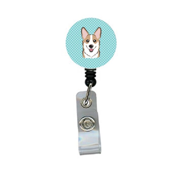 Carolines Treasures Checkerboard Blue Corgi Retractable Badge Reel - BB1191BR