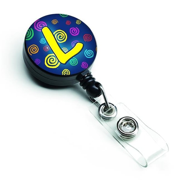 Carolines Treasures Carolines Treasures CJ1011-LBR Letter L Initial Monogram Blue Swirls Retractable Badge Reel - CJ1011-LBR
