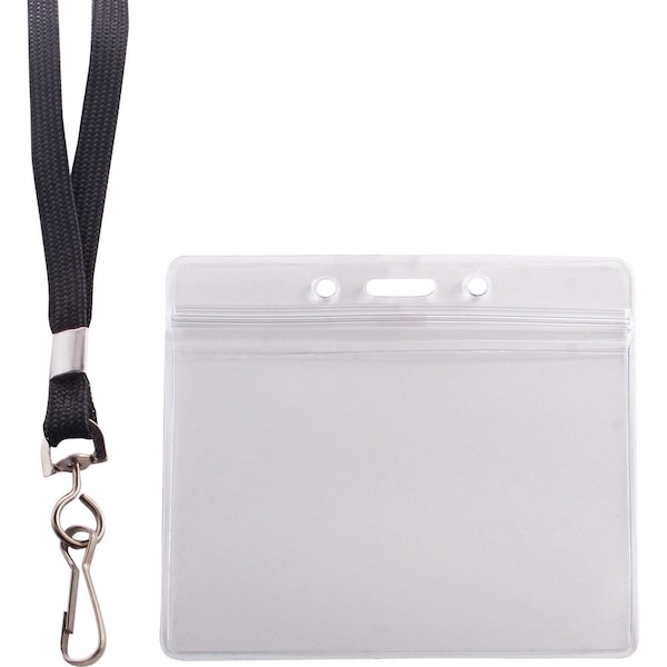Advantus Resealable Badge Holders Combo Pack with 36" Lanyard, Horizontal, Frost 4.13" x 3.75" Holder, PK20 - AVT91132