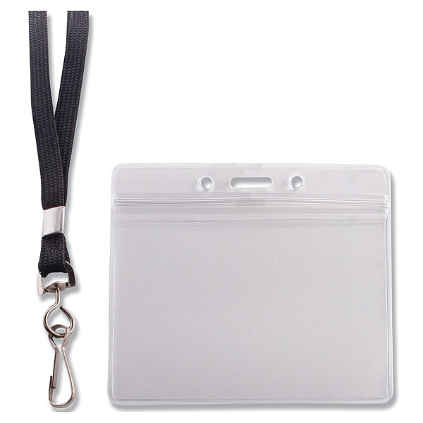 Advantus Resealable Badge Holders Combo Pack with 36" Lanyard, Horizontal, Frost 4.13" x 3.75" Holder, PK20 - AVT91132