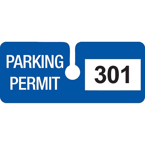 Brady Parking Permits, Rearview, Wht/Blue, PK100 - 96282