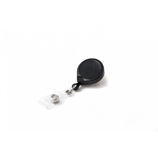 Key-Bak Round MINI-BAK, Black, Swivel Clip, ID Badge Strap, 25PK - 0067-006-25