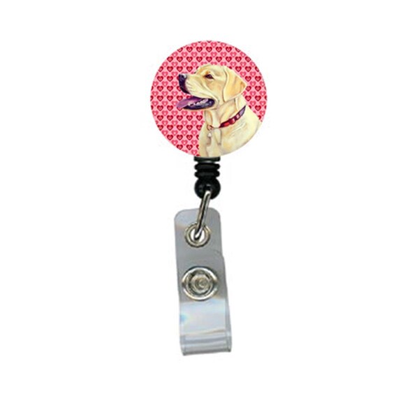 Carolines Treasures Labrador Valentines Love and Hearts Retractable Badge Reel or ID Holder with Clip - LH9158BR