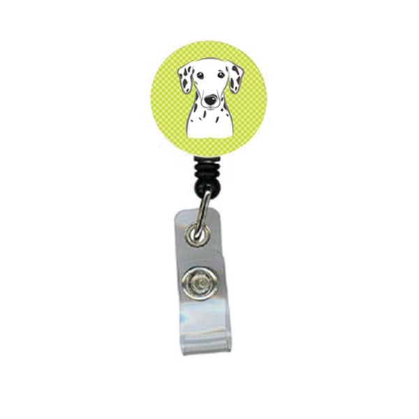 Carolines Treasures Checkerboard Lime Green Dalmatian Retractable Badge Reel - BB1272BR