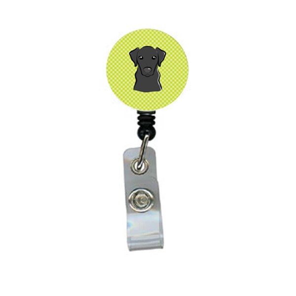 Teacher&Aposs Aid Checkerboard Lime Green Black Labrador Retractable Badge Reel - TE2924938