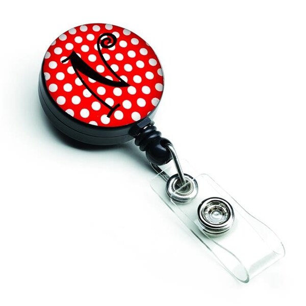 Carolines Treasures Carolines Treasures CJ1012-NBR Letter N Initial Monogram Red & Black Polka Dots Retractable Badge Reel - CJ1012-NBR