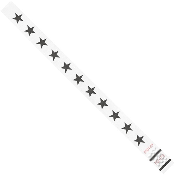Tyvek Tyvek Wristbands, 3/4" x 10", White Stars, 500/Case - WR104WH