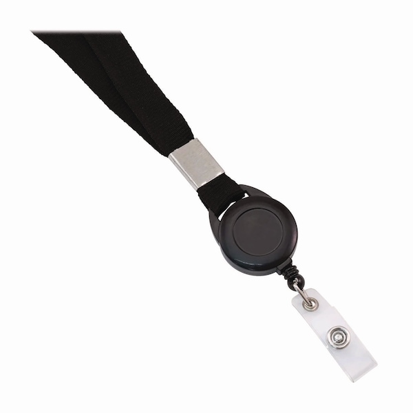 Advantus Breakaway Badge Reel with Lanyard, Extends 30in, Black/White, 12PK - 97132