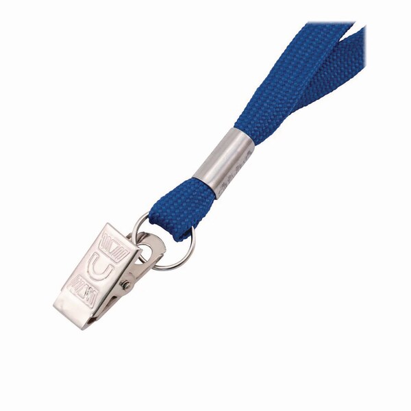 Advantus Metal Flat Clip Lanyard, 36in Long, Blue, 100PK - 97127