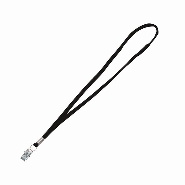 Advantus Metal Flat Clip Lanyard, 36in Long, Black, 100PK - 97128