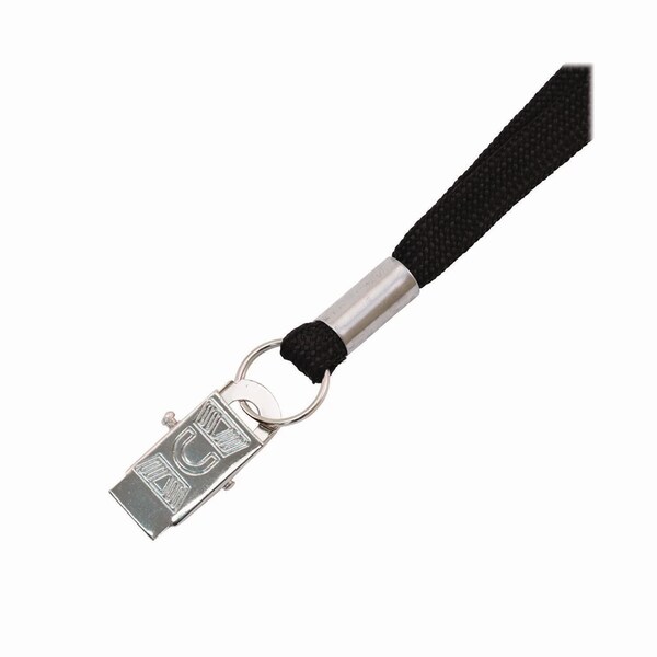 Advantus Metal Flat Clip Lanyard, 36in Long, Black, 100PK - 97128