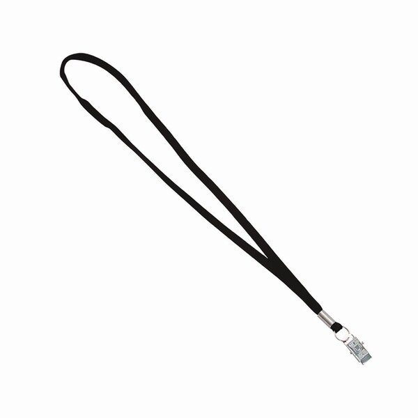 Advantus Metal Flat Clip Lanyard, 36in Long, Black, 100PK - 97128