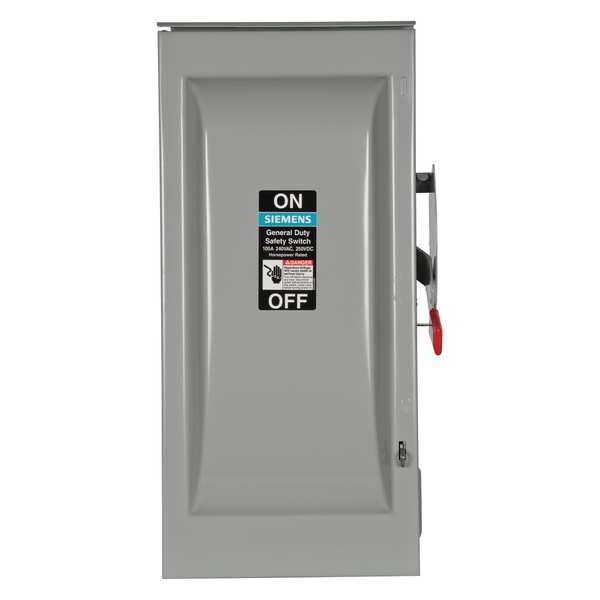 Interruptor de seguridad Siemens no fusible, Deber General, 240V CA, 3 polos, 100 A, NEMA 3R - GNF323R.