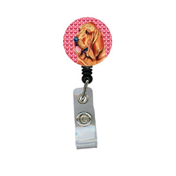 Carolines Treasures Bloodhound Valentines Love and Hearts Retractable Badge Reel or ID Holder with Clip - LH9151BR