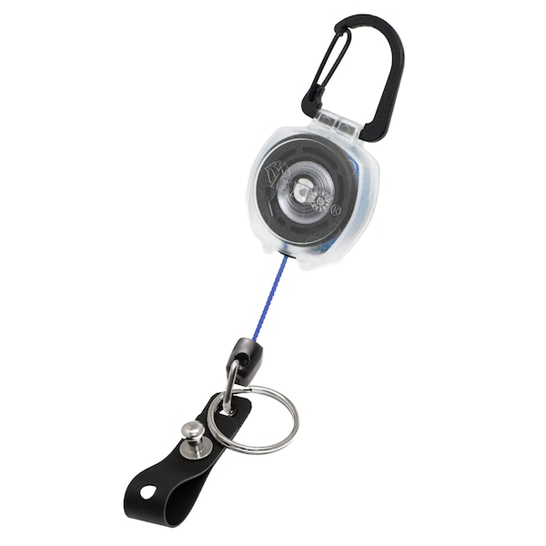 Key-Bak Sidekick Super Duty, Clear, 24 in. Blue Cord , Carabiner, Super Duty Strap/Split Ring - 0KB12-5D214