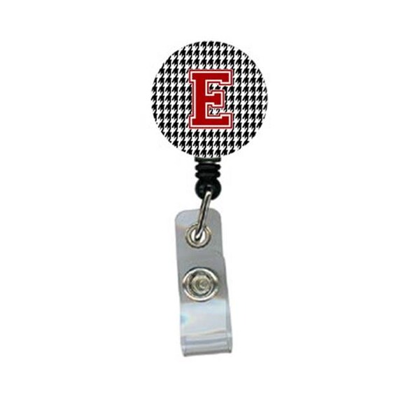 Carolines Treasures Carolines Treasures CJ1021-E-BR Houndstooth Black Initial E Monogram Initial Retractable Badge Reel or ID Holder with Clip - CJ1021-E-BR