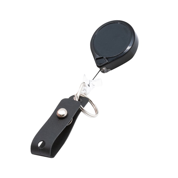 Key-Bak Round HD Super Duty MINI-BAK, Black, Swivel Clip, Hi-Capacity Strap/Split Ring, POLY - 0027-0164-H