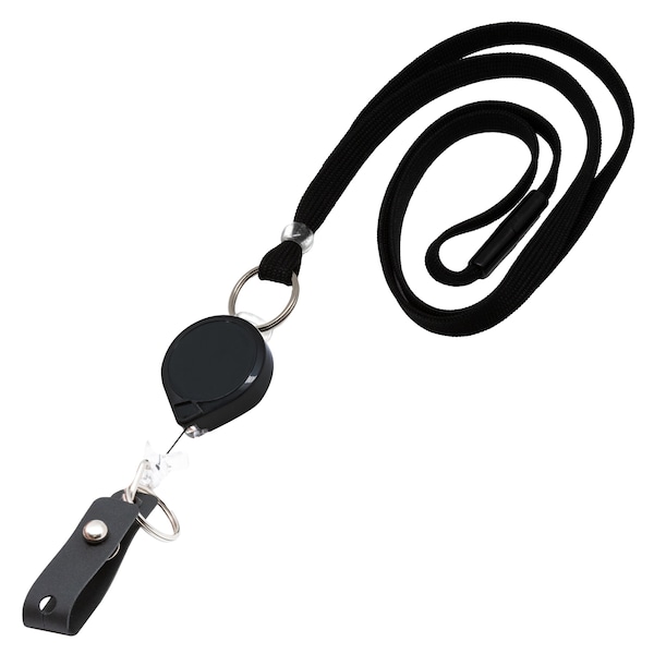 Key-Bak Round HD Super Duty  MINI-BAK, Black, Lanyard, Hi-Capacity Strap/Split Ring, POLY - 0AC5-00A4-H