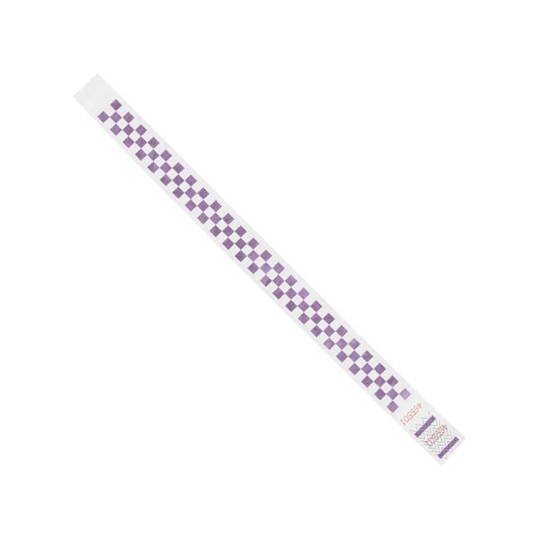 Bsc Preferred 3/4 x 10'' Purple Checkerboard Tyvek Wristbands, 500PK - BUY00038729