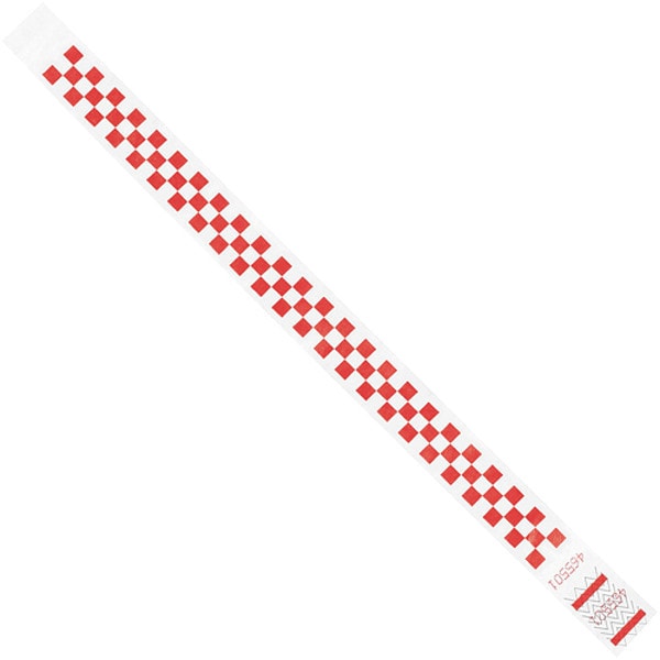 Tyvek Tyvek Wristbands, 3/4" x 10", Red Checkerboard, 500/Case - WR103RD