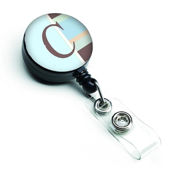Carolines Treasures Carolines Treasures CJ1003-CBR Letter C Initial Monogram Blue Stripes Retractable Badge Reel - CJ1003-CBR