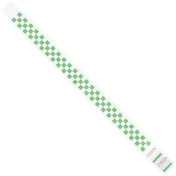 Tyvek Tyvek Wristbands, 3/4" x 10", Green Checkerboard, 500/Case - WR103GN