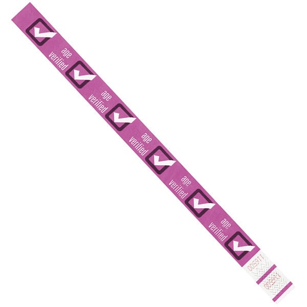 Tyvek Tyvek Wristbands, 3/4" x 10", Purple "Age Verified", 500/Case - WR102PL