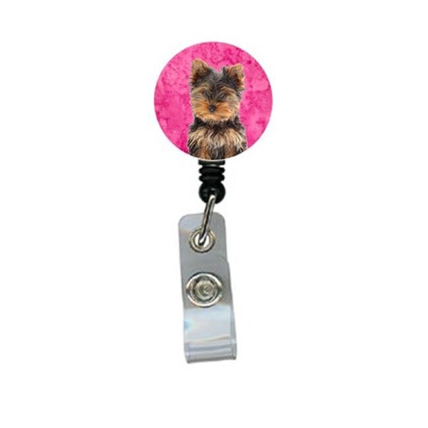 Carolines Treasures Carolines Treasures KJ1230PK-BR Yorkie Puppy And Yorkshire Terrier Retractable Badge Reel - KJ1230PK-BR