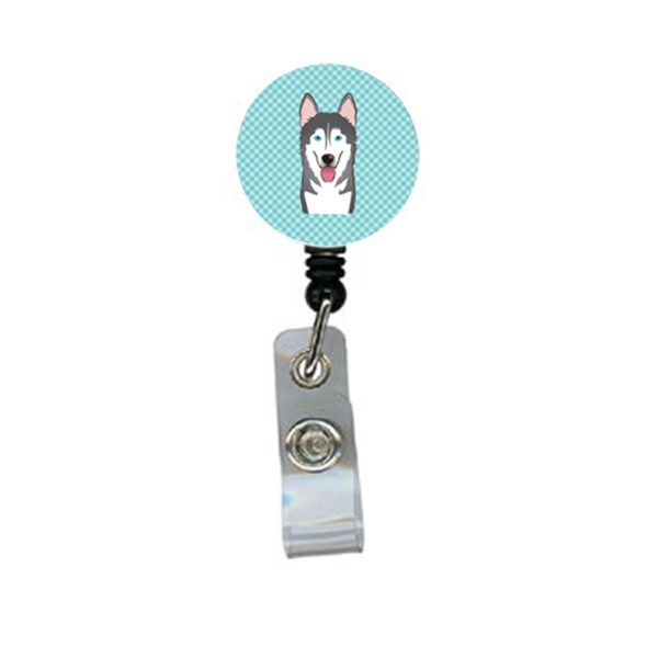 Carolines Treasures Checkerboard Blue Alaskan Malamute Retractable Badge Reel - BB1156BR