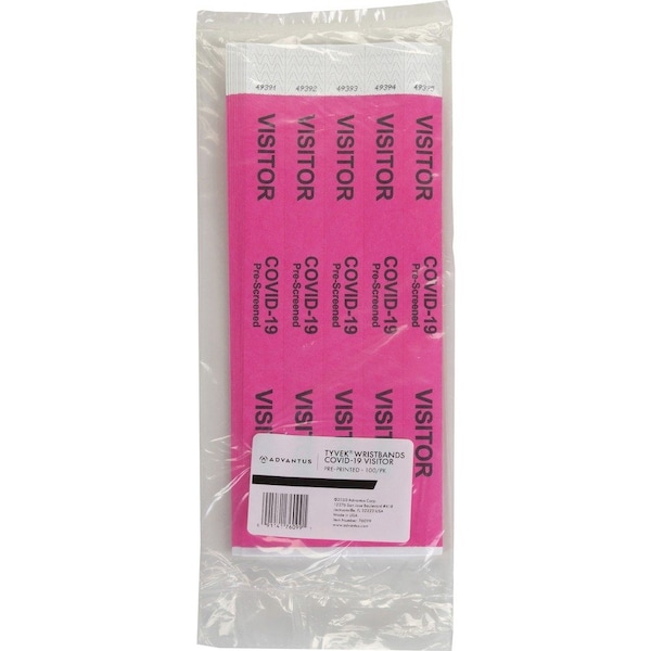 Advantus Wristband, Tyvek, Visitor, 100PK - AVT76099
