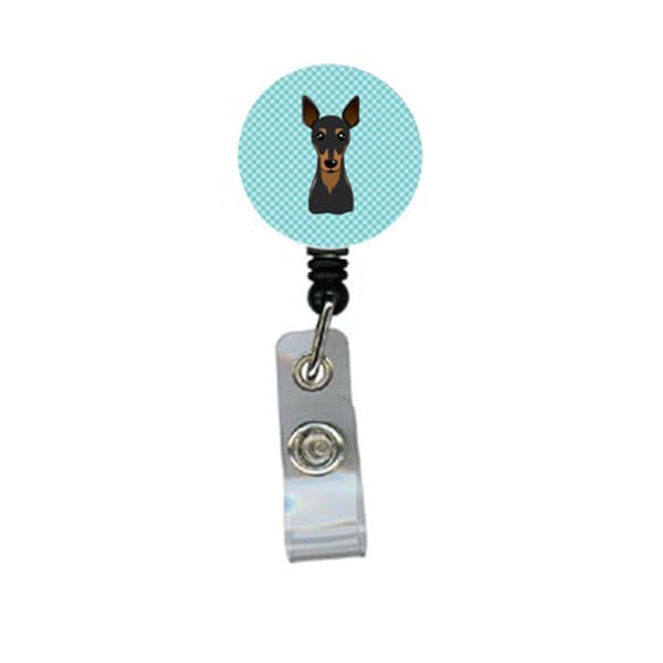 Carolines Treasures Checkerboard Blue Min Pin Retractable Badge Reel - BB1178BR