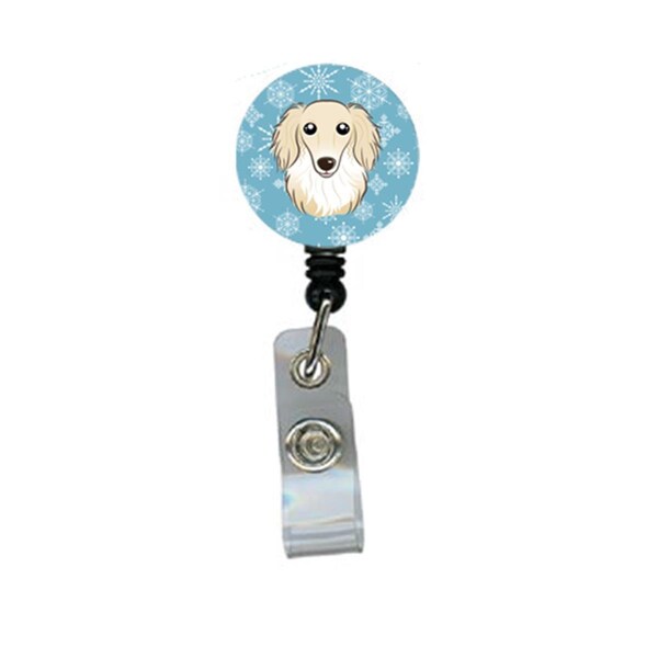 Carolines Treasures Snowflake Longhair Creme Dachshund Retractable Badge Reel - BB1646BR
