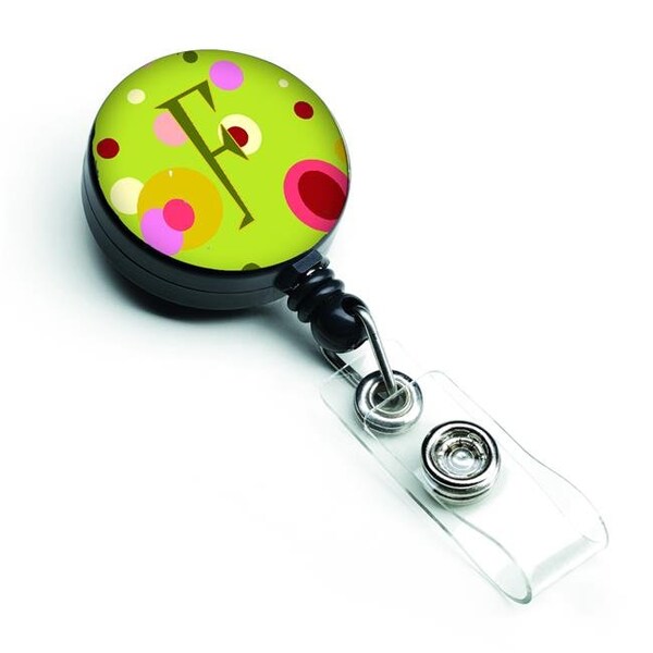 Carolines Treasures Carolines Treasures CJ1010-FBR Letter F Monogram Lime Green Retractable Badge Reel - CJ1010-FBR