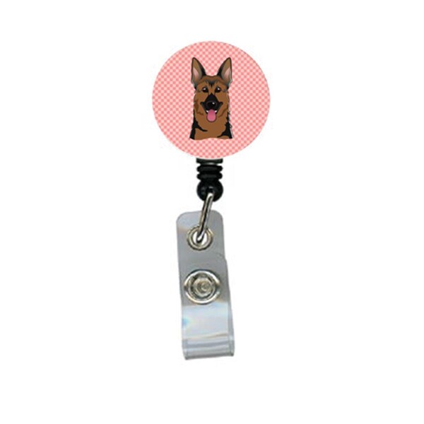 Carolines Treasures Checkerboard Pink German Shepherd Retractable Badge Reel - BB1211BR