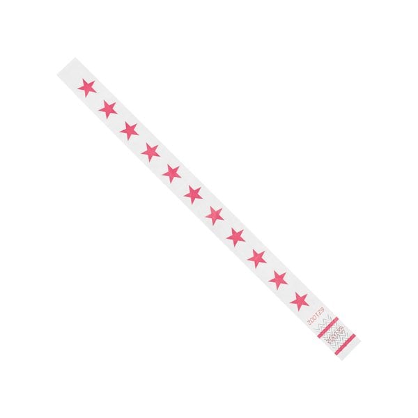 Bsc Preferred 3/4 x 10'' Pink Stars Tyvek Wristbands, 500PK - BUY00022023