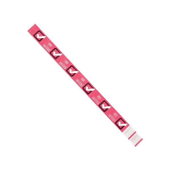 Bsc Preferred 3/4 x 10'' Pink ''Age Verified'' Tyvek Wristbands, 500PK - BUY00022009