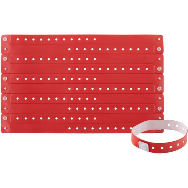 Advantus Wristbands, Vinyl, 3/5"Wx9-3/4"Lx1/50"H, 100/PK, Red PK - AVT97761