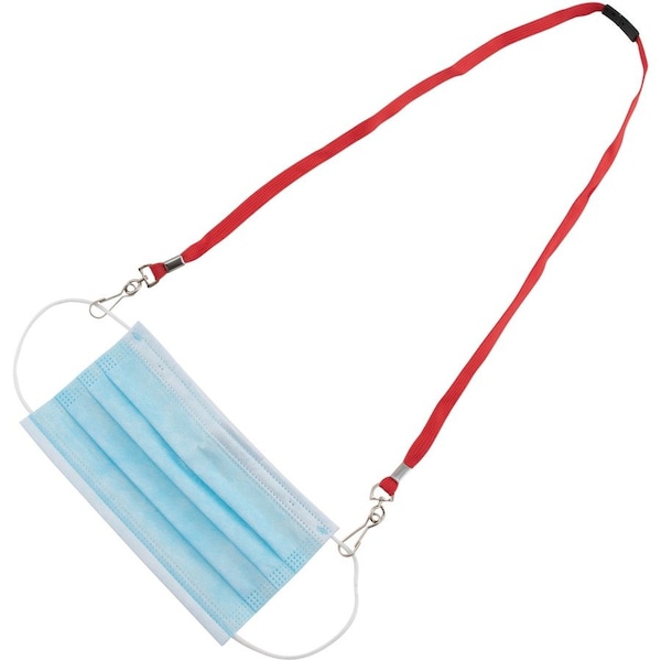 Advantus Lanyard, Breakaway, w/J-hook Clips, f/Face Masks, 30"L, 10/PK, RD 20PK - AVT76115