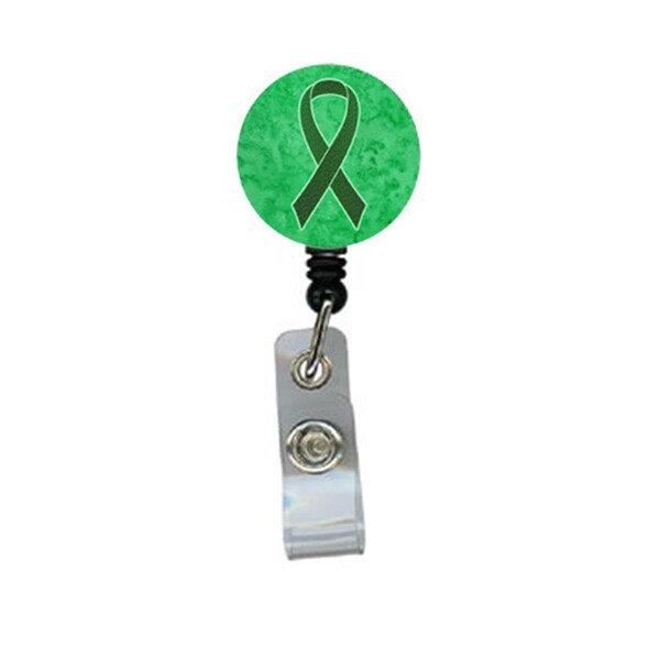 Carolines Treasures Emerald Green Ribbon for Liver Cancer Awareness Retractable Badge Reel - AN1221BR