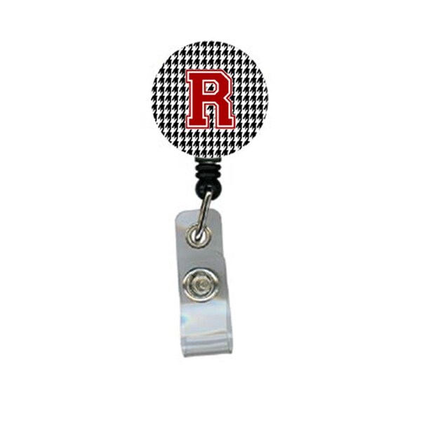 Teacher&Aposs Aid Houndstooth Black Initial R Monogram Initial Retractable Badge Reel Or Id Holder With Clip - TE3426000